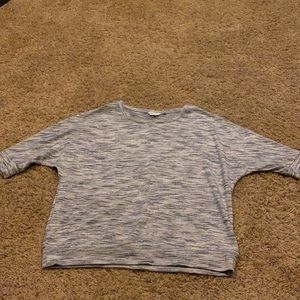 Blue variegated sweater, bat wing style